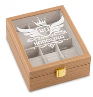 Pudełka i szkatułki - Murrano Szkatułka drewniana na 6 zegarków z grawerem dla niej na 40 urodziny SZKT-JD2X3-025 - miniaturka - grafika 1