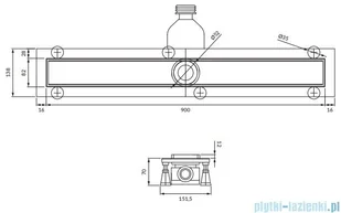 Omnires Lowfix odpływ liniowy z maskownicą do wklejenia płytek 90 cm czarny LOWFIX90TBL - Syfony - miniaturka - grafika 2