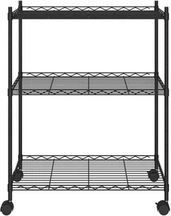 vidaXL 3-poziomowy regał na kółkach, 60x35x81 cm, czarny, 150 kg 324626 - Szafy i regały magazynowe - miniaturka - grafika 3