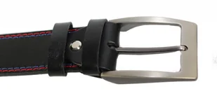 Pas-Max (PL) Pasek Męski Skórzany (PL) Skóra Licowa EXTRA 40 mm Czarny Z Czerwoną I Granatową Nitką - Paski - miniaturka - grafika 4