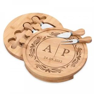 Murrano Deska drewniana do sera zestaw akcesoria grawer dla pary na ślub DSK-SER2-001 - Deski do krojenia - miniaturka - grafika 2