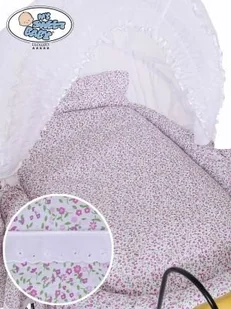 My Sweet Baby luxury Kosz Mojżesza Retro Jasmine - Naturalny + różowo-biała pościel z białą haftowaną koronką - Łóżeczka i kojce - miniaturka - grafika 4