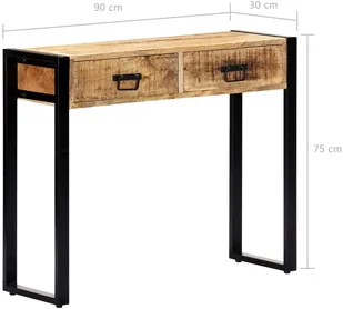 vidaXL Stolik typu konsola, 90 x 30 x 75 cm, lite drewno mango - Konsole i sekretarzyki - miniaturka - grafika 7