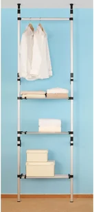 vidaXL Teleskopowy system z półką i drążkami do garderoby, aluminiowy - Meble modułowe i akcesoria - miniaturka - grafika 5