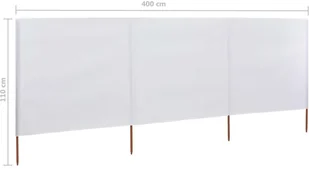 vidaXL Parawan 3-skrzydłowy z tkaniny, 400x80 cm, piaskowy biały vidaXL - Pawilony ogrodowe - miniaturka - grafika 7