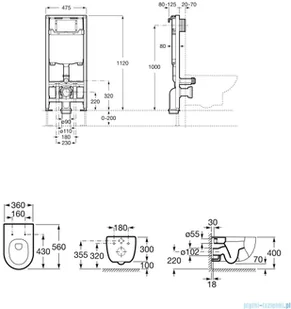 Roca Victoria zestaw podtynkowy stelaż Duplo One+miska Meridian Rimless+deska Slim A893104520 - Stelaże i zestawy podtynkowe do WC - miniaturka - grafika 2