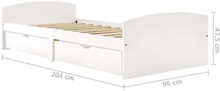 vidaXL Rama łóżka z 2 szufladami, biała, drewno sosnowe, 90 x 200 cm - Łóżka - miniaturka - grafika 7