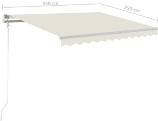 VidaXL Lumarko Ręcznie zwijana markiza, 350 x 250 cm, kremowa! 3068887 VidaXL - Markizy - miniaturka - grafika 9