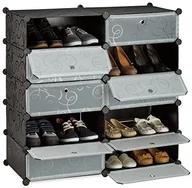 Szafki na buty - Relaxdays szafka na buty z 10 półkami, regał na buty duża, regał wtykowy tworzywo sztuczne, wys. x szer. x głęb. ok. 90 x 94 x 37 cm, różne. Kolory 10021978_46 - miniaturka - grafika 1