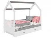 Łóżka dla dzieci i młodzieży - Meble Magnat Domek dziecięce 160x80 dla dzieci biały D3E - miniaturka - grafika 1