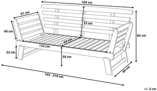 Beliani Sofa ogrodowa drewniana jasnobrązowa regulowane podłokietniki PORTICI - Ławki ogrodowe - miniaturka - grafika 4