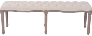 vidaXL Ławka do przedpokoju, len i lite drewno, 150x40x48 cm, kremowa vidaXL - Ławki do przedpokoju - miniaturka - grafika 2