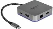 Huby USB - Delock 87742 USB Type-C stacja dokująca do urządzeń mobilnych 4K - HDMI/Hub/LAN/PD 3.0 z oświetleniem LED 87742 - miniaturka - grafika 1