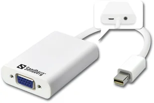 Sandberg 509 05 adapter MiniDP na VGA i audio Biały 509-05 - Adaptery i przejściówki - miniaturka - grafika 2