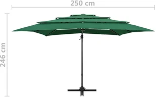 vidaXL 4-poziomowy parasol na aluminiowym słupku, zielony, 250x250 cm 313821 - Parasole ogrodowe - miniaturka - grafika 9