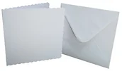 Pozostałe akcesoria dla plastyków - Crafts UK 25 Scalloped kartki i koperty, białe, 20,3 x 20,3 cm 837 839 - miniaturka - grafika 1