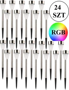 Saska Garden Saska Garden zestaw 24 lamp solarnych plastikowych 1 Led RGB  36,5CM  srebrny 1038766 - Lampy ogrodowe - miniaturka - grafika 2