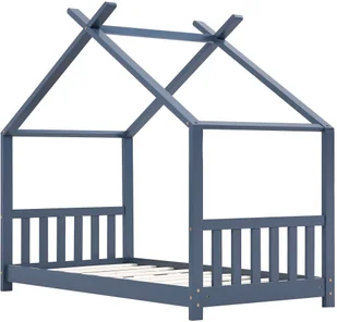 vidaXL Rama łóżka dziecięcego, szara, lite drewno sosnowe, 90 x 200 cm vidaXL - Łóżka dla dzieci i młodzieży - miniaturka - grafika 2