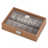 Pudełka i szkatułki - Murrano Drewniana Szkatułka Kuferek na Zegarki GRAWER Shine Bright SZKT-DR12-016 - miniaturka - grafika 1