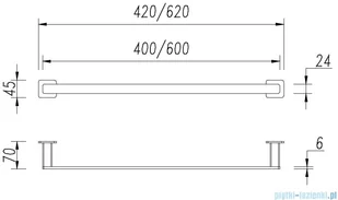 Omnires Nelson wieszak na ręcznik 62 cm grafit NL80216GR - Wieszaki łazienkowe - miniaturka - grafika 2