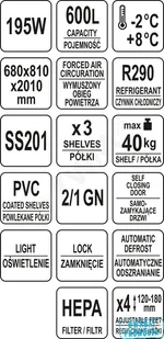 Yato SZAFA CHŁODNICZA 600L 680x810x2010 YG-05215 - Szafy i witryny chłodnicze - miniaturka - grafika 4