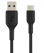Kable komputerowe i do monitorów - Belkin Kabel Braided Usb-c Usb-a 1m czarny - miniaturka - grafika 1