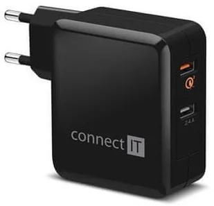 Connect IT Ładowarka do sieci 2x USB 3,4A) s funkcí rychlonabíjení QC 3.0 CWC-3010-BK) Czarna - Ładowarki do telefonów - miniaturka - grafika 2