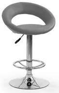 Taborety i hokery - Halmar Hoker regulowany szary eco skóra H15 na chrom metalowej podstawie - miniaturka - grafika 1