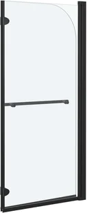 VidaXL Składany parawan nawannowy, 2 panele, ESG, 120 x 140 cm, czarny 147194         VidaXL - Parawany nawannowe - miniaturka - grafika 4