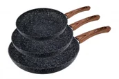 Patelnie - Kamille Zestaw komplet patelni granitowych imitacja drewna 20/24/28cm 4169 - miniaturka - grafika 1