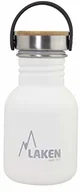 Shakery i bidony sportowe - Laken Basic Steel bidon dla dzieci, ze stali nierdzewnej, ze standardowym otworem i nakrętką z bambusa, biały, 0.5 - miniaturka - grafika 1