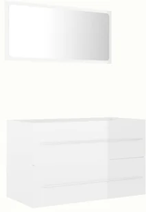 VidaXL Lumarko 2-cz. zestaw mebli łazienkowych, wysoki połysk, biały, płyta! 804842 VidaXL - Meble łazienkowe - miniaturka - grafika 2