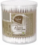 Waciki, płatki i patyczki kosmetyczne - Mattes Lybar bambusowe patyczki kosmetyczne x 200 szt pudełko okrągłe - miniaturka - grafika 1