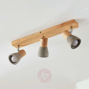 Lampenwelt COM Filiz lampa sufitowa LED, beton i drewno, 3-pkt. - Lampy sufitowe - miniaturka - grafika 4