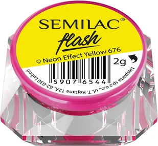 Semilac Pyłek Flash Neon Effect Yellow 676 - Ozdoby do paznokci - miniaturka - grafika 2