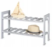 Szafki na buty - Półka Drewniana Stojak Regał Szafka Na Buty Szara - miniaturka - grafika 1