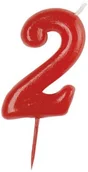 Urodziny dla dorosłych - Dekora Świeczka na tort "Cyfra 2" czerwona DEKORA 5,5 cm DK345173 - miniaturka - grafika 1