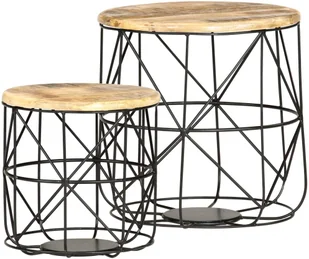 vidaXL Stoliki kawowe, 2 szt., lite drewno mango 8719883826806 - Stoły - miniaturka - grafika 8