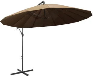 vidaXL Wiszący parasol ogrodowy taupe 3 m słupek aluminiowy 47223 - Parasole ogrodowe - miniaturka - grafika 4
