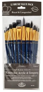 ROYAL&LANGNICKEL Zestaw Miękkich Pędzli Czarny Taklon 12 szt. RSET-9302 - Pozostałe akcesoria dla plastyków - miniaturka - grafika 2