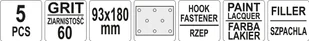 YATO Arkusze ścierne z rzepem i otworami 93x180 p60 5szt YT-83481 - Materiały ścierne - miniaturka - grafika 3