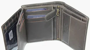 Cefirutti Portfel Męski Duży Pionowy Bez Zapinki Dwa Skrzydełka z Zapinką Wewnątrz Skóra Naturalna Matowy HT 7680277 - Portfele - miniaturka - grafika 7
