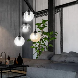 EULUNA Lampa wisząca Glassy 4-pkt okrągła grafit/bursztyn - Lampy sufitowe - miniaturka - grafika 2