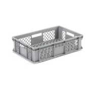 Pojemniki biurowe - AJ Produkty Perforowana skrzynka plastikowa, szary, 600x400x150 mm - miniaturka - grafika 1