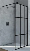 Ścianki i drzwi prysznicowe - Ścianka prysznicowa 120 cm czarne szprosy BK251T12A6 BK251T12A6 - miniaturka - grafika 1