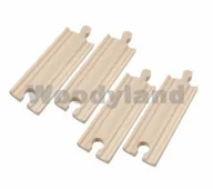 Pociągi dla dzieci - WoodyLand Kolejka, Tory Proste 11 Cm 4Szt - miniaturka - grafika 1