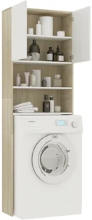vidaXL Szafka na pralkę, biel i dąb sonoma, 64x25,5x190 cm - Toaletki - miniaturka - grafika 5