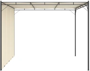 vidaXL Altana ogrodowa z zasłoną boczną, 3 x 3 x 2,25 m, kremowa - Altany ogrodowe - miniaturka - grafika 3