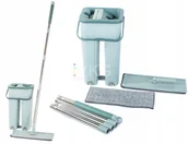 Miotły, szufle, mopy - Mop Płaski Regulowany Wiadro Dwukomorowe Zestaw - miniaturka - grafika 1