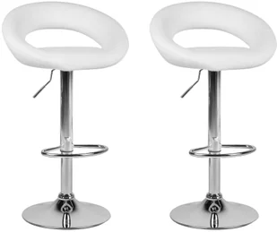 Beliani Zestaw 2 hokerów barowych skóra ekologiczna białe PEORIA - Taborety i hokery - miniaturka - grafika 3